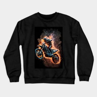 Dirt Bike With Flames Crewneck Sweatshirt